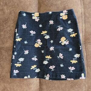 LOFT Outlet Black Floral Mini Skirt
